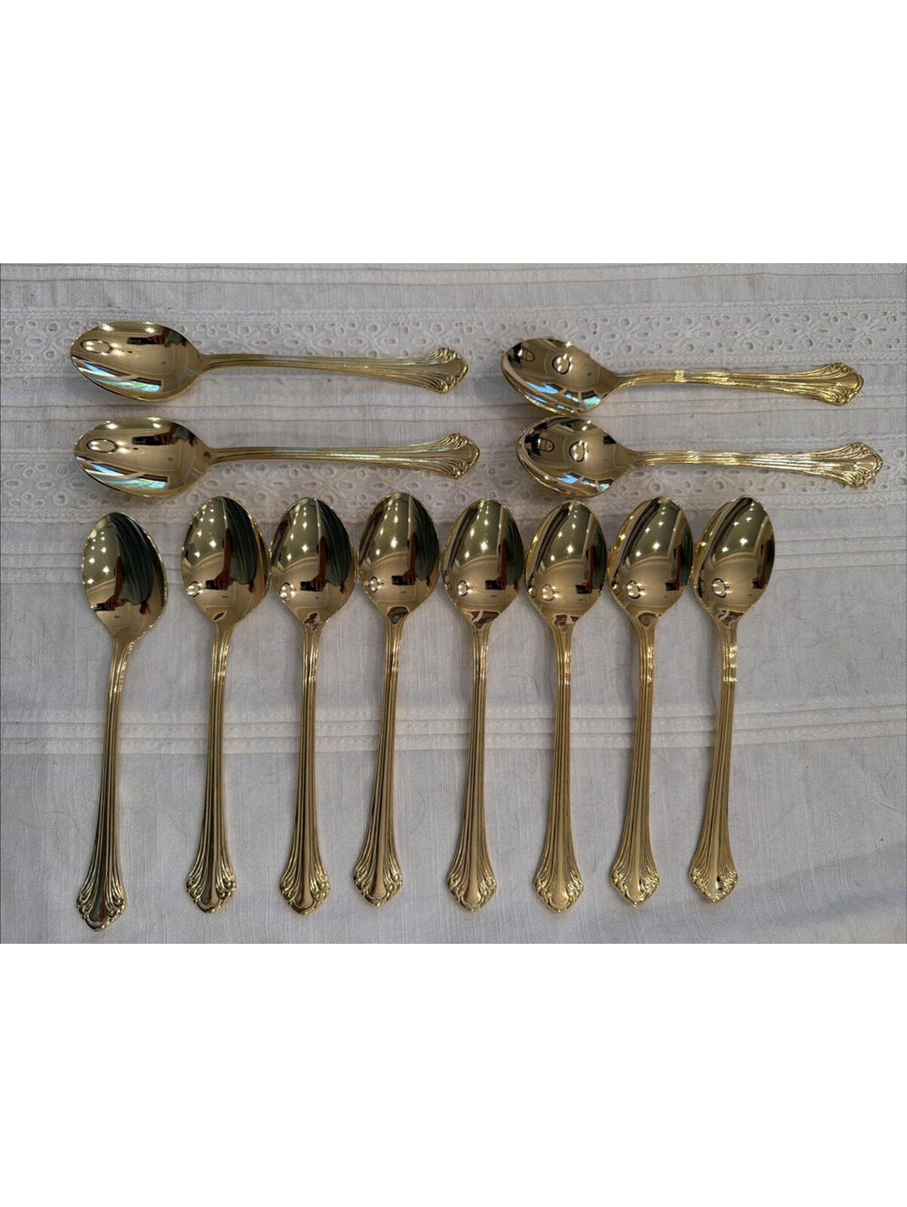 Towle Supreme Cutlery Boston Chippendale Gold Teaspoons – Set of 12 – Stainless